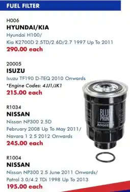 Goldwagen Blue Print hyundai/ kia fuel filter offer
