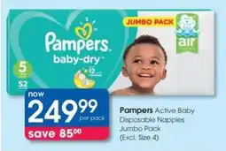 Clicks Pampers Active Baby Disposable Nappies Jumbo Pack offer