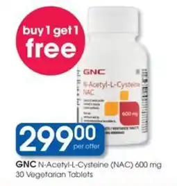 Clicks GNC N-Acetyl-L-Cysteine NAC 600 mg Vegetarian Tablets offer