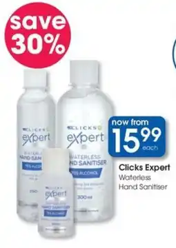 Clicks Clicks Expert Waterless Hand Sanitiser offer