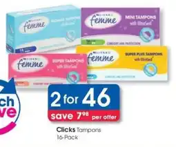 Clicks Clicks Tampons offer