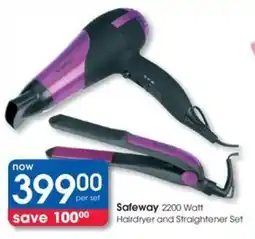 Clicks Safeway 2200 Watt Hairdryer and Straightener Set offer