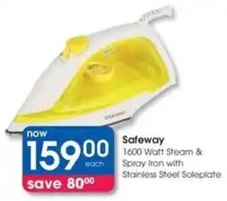 Clicks Safeway 1600 Watt Steam & Spray Iron with Stainless Steel Soleplate offer