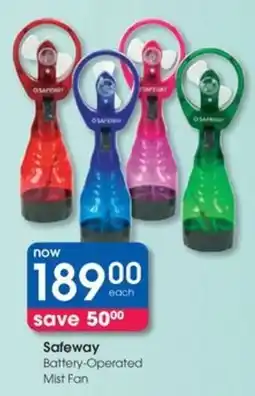 Clicks Safeway Battery-Operated Mist Fan offer