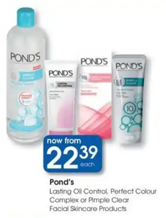 Clicks Pond's Lasting Oil Control, Perfect Colour Complex or Pimple Clear Facial Skincare Products offer