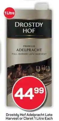 Pick n Pay Drostdy Hof Adelpracht Late Harvest or Claret 1 Litre Each offer
