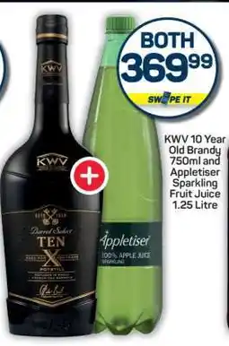 Pick n Pay KWV 10 Year Old Brandy 750ml and Appletiser Sparkling Fruit Juice 1.25 Litre offer