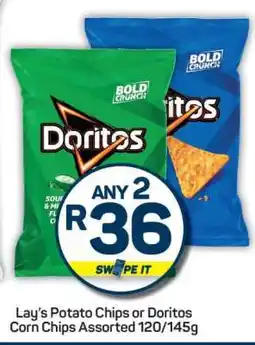 Pick n Pay Lay’s Potato Chips or Doritos Corn Chips Assorted 120/145g offer
