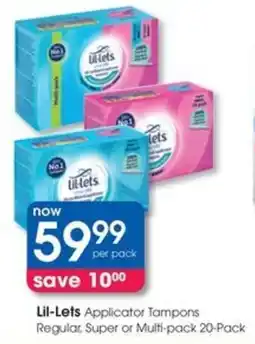 Clicks Lil-Lets Applicator Tampons Regular, Super or Multi-pack offer