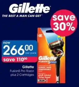Clicks Gillette Fusion5 Pro Razor plus 2 Cartridges offer