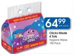 Clicks Clicks Made 4 Tots Hygiene Wipes offer