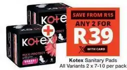 Checkers KOTEX SANITARY PADS offer