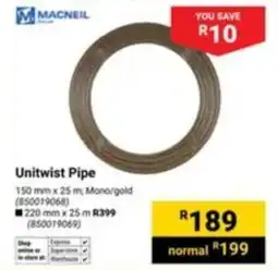 Builders Express Macneil Unitwist Pipe offer