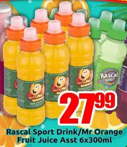 Three Star Cash and Carry Rascal Sport Drink/ Mr Orange Fruit Juice Asst offer