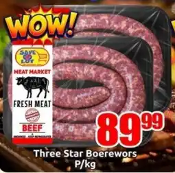 Three Star Cash and Carry Three Star Boerewors offer