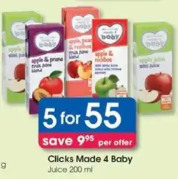 Clicks Clicks Made 4 Baby Juice offer