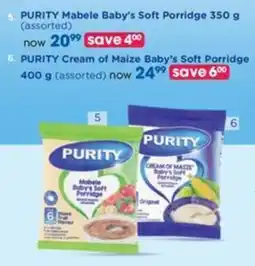 Clicks PURITY Mabele Baby's Soft Porridge offer