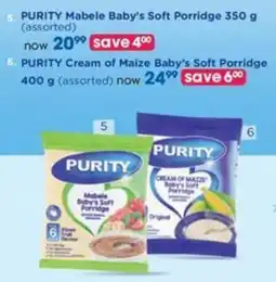 Clicks PURITY Cream of Maize Baby's Soft Porridge offer