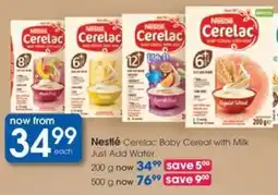 Clicks Nestlé Cerelac Baby Cereal with Milk Just Add Water offer