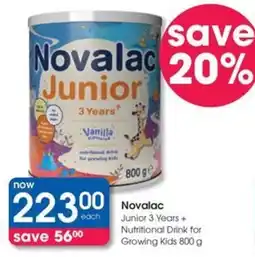 Clicks Novalac Junior 3 Years + Nutritional Drink for Growing Kids offer