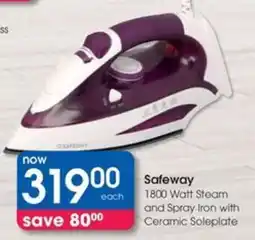 Clicks Safeway 1800 Watt Steam and Spray Iron with Ceramic Soleplate offer