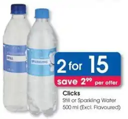 Clicks Clicks Still or Sparkling Water offer
