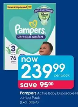 Clicks Pampers Active Baby Disposable Nappies Jumbo Pack offer