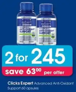 Clicks Clicks Expert Advanced Anti-Oxidant Support Capsules offer