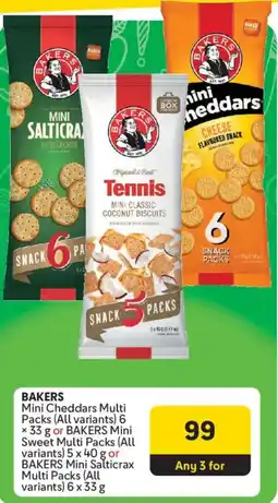 Makro Bakers Mini Cheddars Multi Packs or BAKERS Mini Sweet Multi Packs or BAKERS Mini Salticrax Multi Packs offer