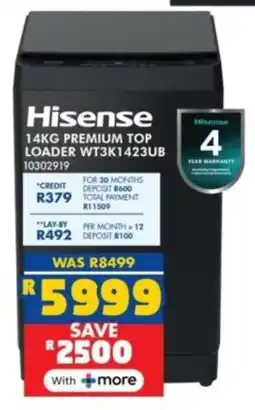 Russells Hisense premium top loader offer