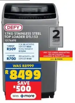 Russells Defy stainless steel top loader offer