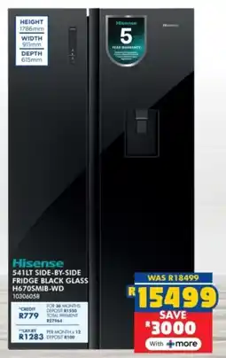 Russells Hisense side-by-side fridge black glass offer