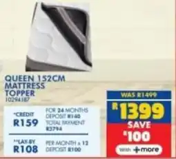 Russells Sealy queen 152cm mattress topper offer