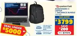 Russells Packard Bell Montenero C Laptop + Backpack Bundle offer