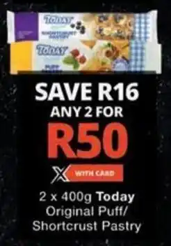 Checkers Today Original Puff/ Shortcrust Pastry offer