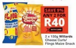 Checkers Willards Cheese Curls/ Flings Maize Snack offer