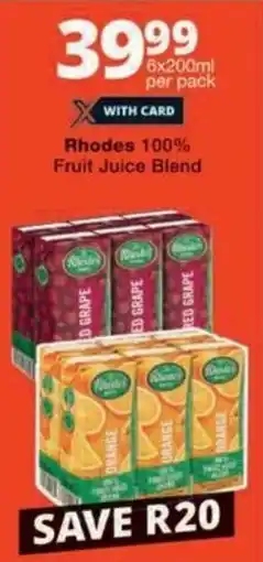 Checkers Rhodes 100% Fruit Juice Blend offer