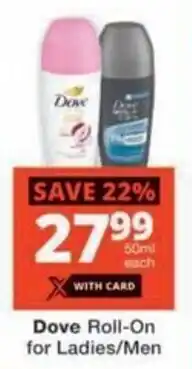 Checkers Dove Roll-On for Ladies/ Men offer