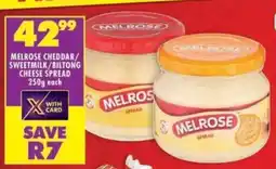 Shoprite Melrose cheddar/ sweetmilk/ biltong cheese spread offer