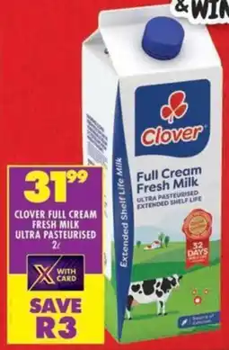 Shoprite Clover full cream fresh milk ultra pasteurised offer