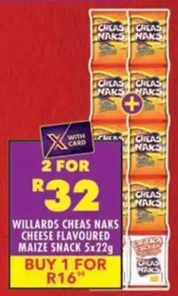 Shoprite Willards cheas naks cheese flavoured maize snack offer