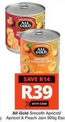 Checkers All Gold Smooth Apricot/Apricot & Peach Jam 900g offer