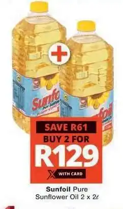 Checkers Sunfoil Pure Sunflower Oil 2 x 2L offer