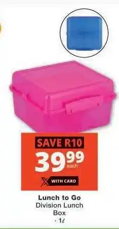 Checkers Lunch to Go Division Lunch Box offer