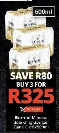 Checkers BERNINI Mimosa Sparkling Spritzer Cans offer