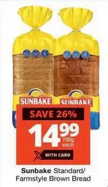 Checkers SUNBAKE STANDARD/FARMSTYLE BROWN BREAD offer