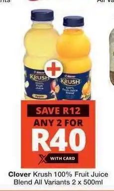 Checkers Clover Krush 100 Fruit Juice Blend offer