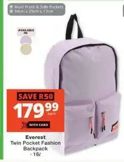 Checkers Everest Twin Pocket Fashion Backpack offer