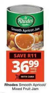Checkers Rhodes Smooth Apricot/Mixed Fruit Jam offer