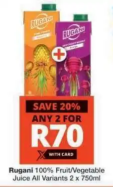 Checkers Rugani 100% Fruit/Vegetable Juice offer